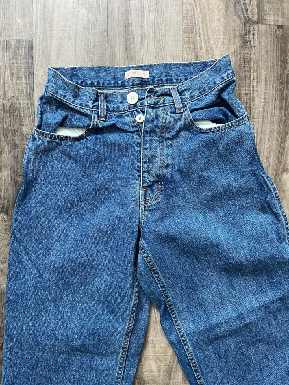 Jesse Kamm Cali Wides Relaxed Denim Jeans - Medium Blue - Picture 2 of 5